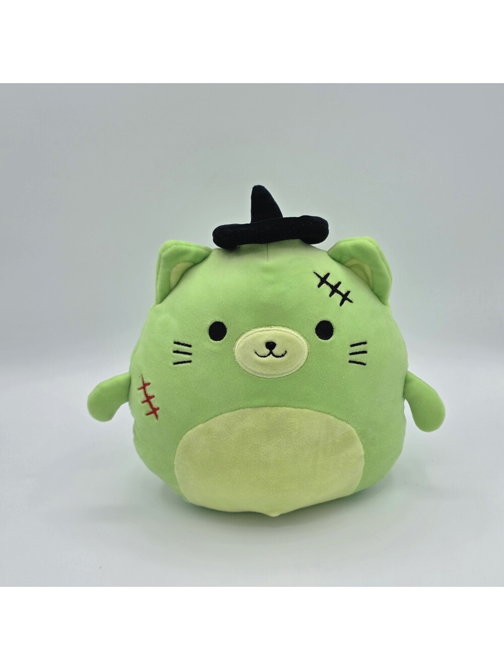 MINISO Halloween Frankenstein Zombie Cat Plush 9" Green Witch Hat Stuffed Animal